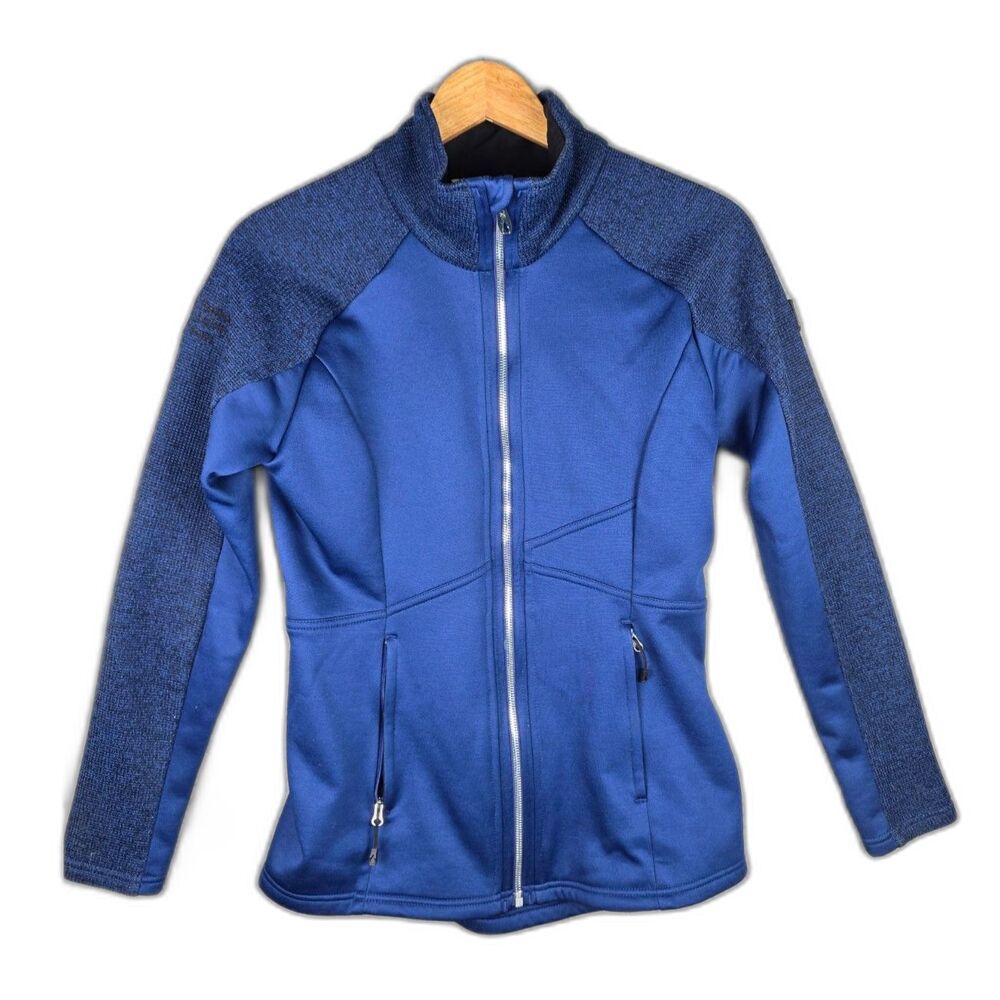 Spyder Performance Jacket Blue Tonal Medium Full Zip Athletic Zip Pockets